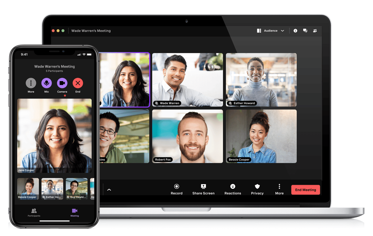 Vonage Meetings is a powerful collaboration tool for up to 200 participants. Watch now to learn more. image of woman using vonage meetings with overlay of participants screenshot